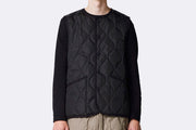 Taion Unisex Military Button Crew Neck Down Vest Black